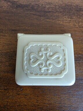 Vintage Art Deco Presentation Ring Box Cream Celluloid Blue Velvet Inside USA